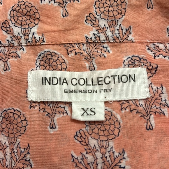 Emerson Fry India Collection Ryan Shirt Block Print Embroidered Flowers Size XS - Picture 10 of 11